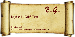 Nyiri Géza névjegykártya